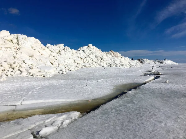 Humildes Hielo Costa Del Golfo Finlandia Temporada Primavera Invierno Zelenogorsk — Foto de Stock