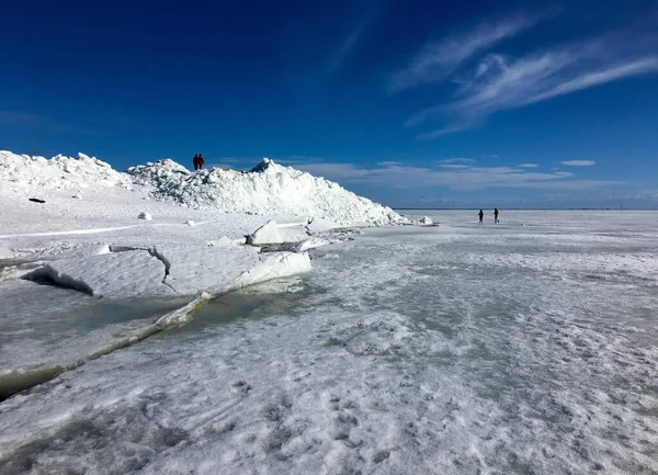 Humildes Hielo Costa Del Golfo Finlandia Temporada Primavera Invierno Zelenogorsk — Foto de Stock