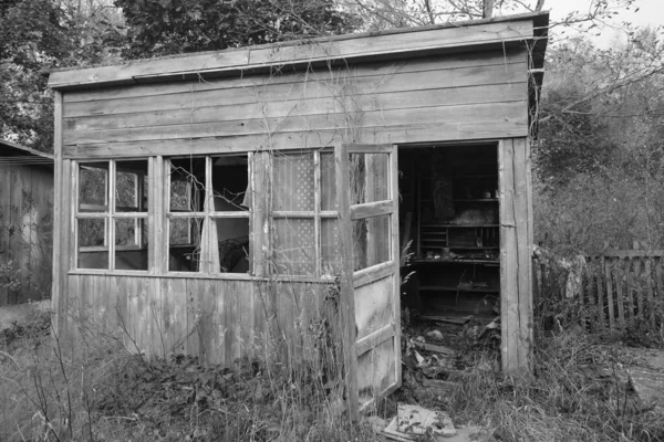 Zelenogorsk, Rusya 'da eski ve terk edilmiş ahşap bir ev. Dachas 'ın dağılması ve insan eksikliği.