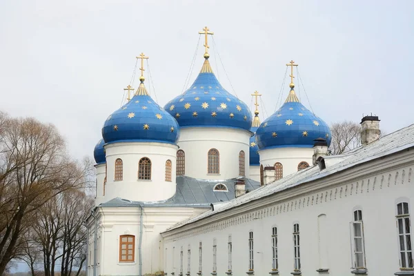 Георгиевский Собор Георгиевского Монастыря Истоков Волховской Реки Берегу Озера Ильмень — стоковое фото