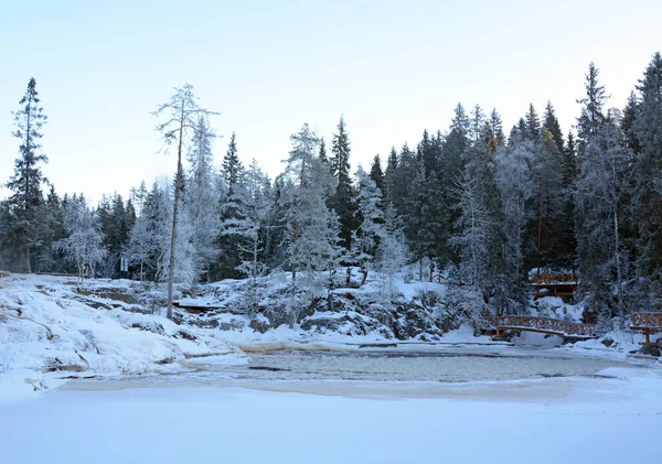 Een Van Bekendste Plaatsen Republiek Karelië Zijn Ruskeala Watervallen Filmlocatie — Stockfoto