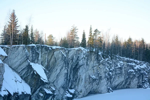 Beroemde Marmeren Steengroeve Republiek Karelië Rusland Ruskeala Steengroeve Een Zonnige — Stockfoto
