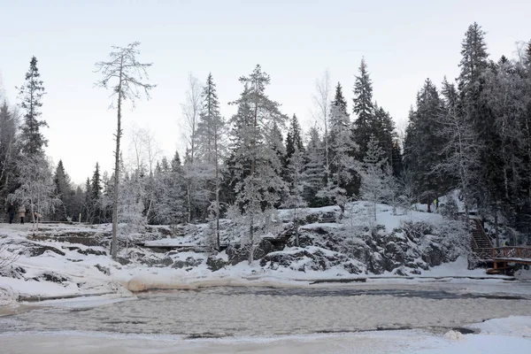 Een Van Bekendste Plaatsen Republiek Karelië Zijn Ruskeala Watervallen Filmlocatie — Stockfoto