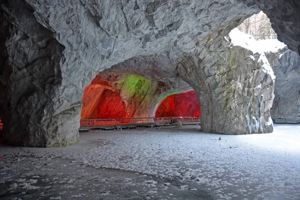 Paesaggio Più Bello All Interno Della Cava Marmo Ruskeala Inverno — Foto Stock