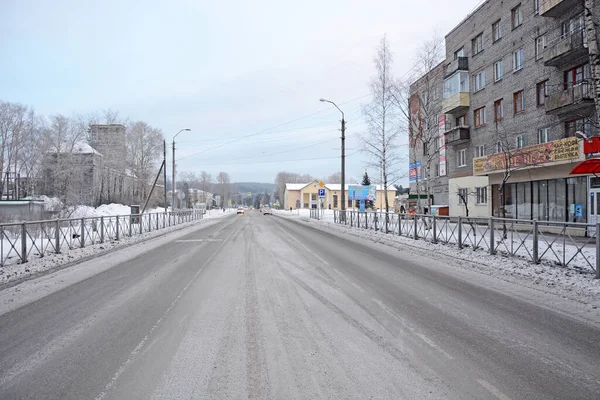 Medvezhiegorsk Republiken Karelien Ryssland Januari 2017 Gator Staden Medvezhyegorsk Med — Stockfoto