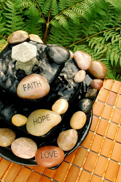 Faith Hope Love Zen Inspired Fountain — Stock Image Faith Hope Love Zen Inspired Fountain Royalty Free Stock Photos