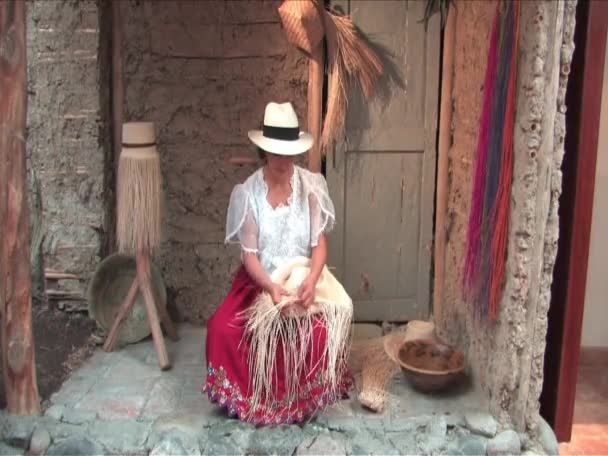 Weaving a Panama hat, Ecuador — Stock Video