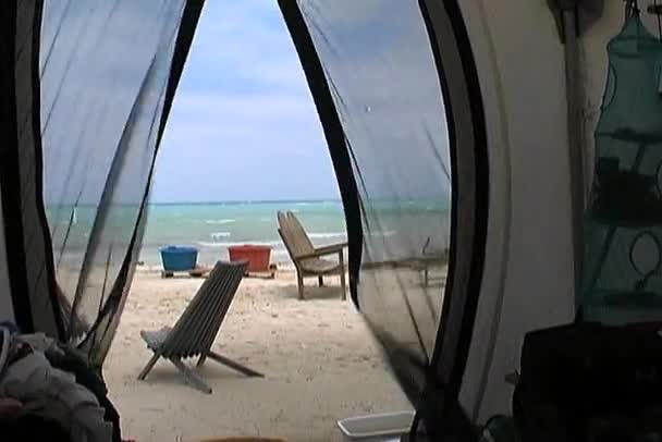 Tent on a beach on Glovers Island Belize — Stock Video