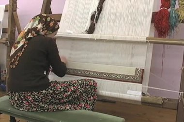 Çift Kişilik deniz mili ile ipek halı dokuma