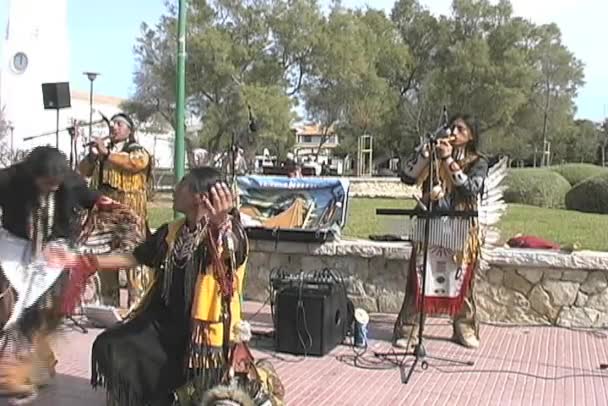 A Inca musical group performing in the Palma park. — Stock Video