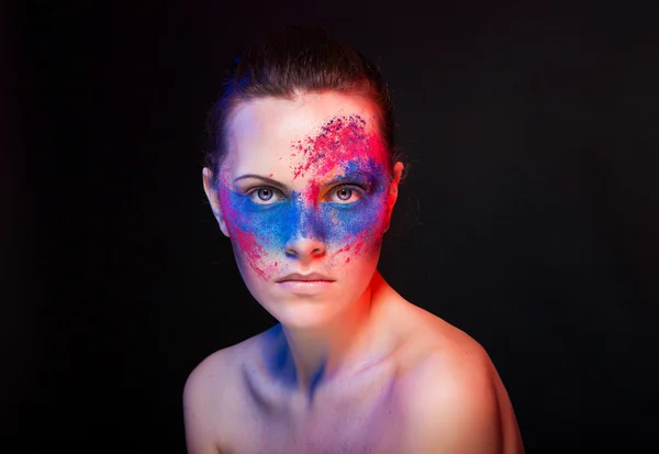 Maquillaje brillante. retrato de mujer arte de moda — Foto de Stock