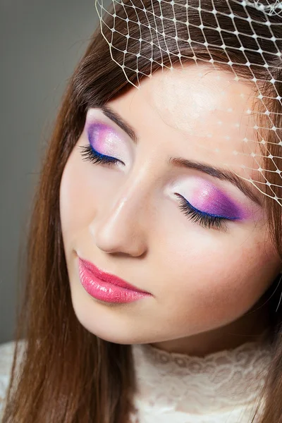 Smiling beautiful bride with make-up — Stock Photo, Image