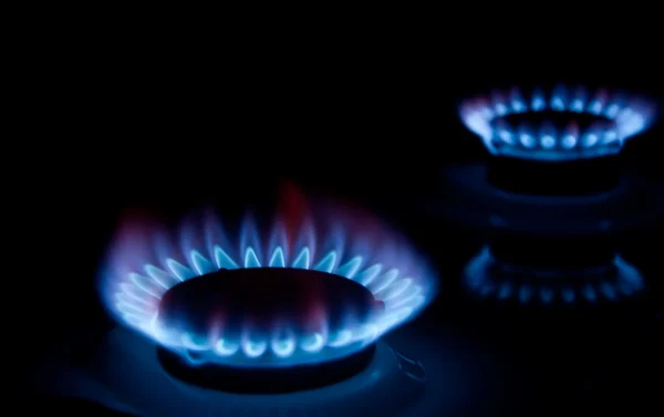Gas burns on the stove — Stock Photo, Image