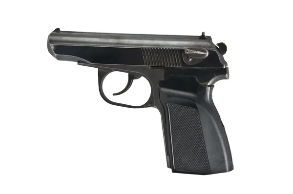 Pistola preta isolada em branco — Fotografia de Stock