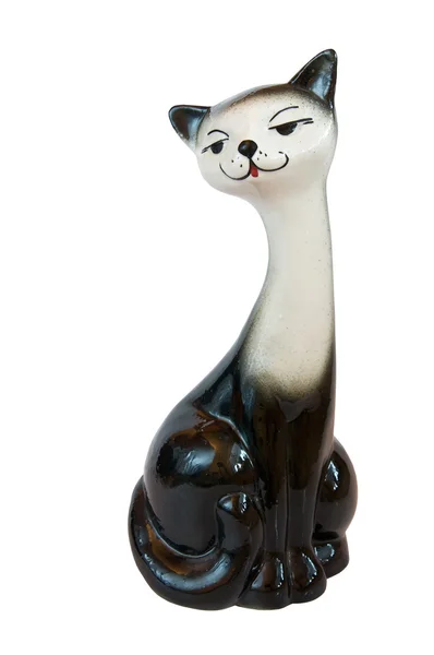 Skulptur einer auf Weiß isolierten Katze — Stockfoto