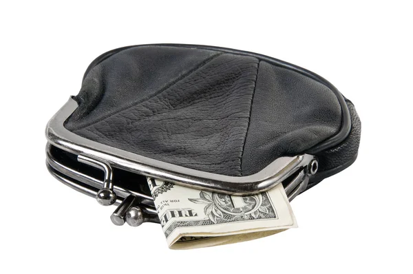 Purse with money isolated on white — Stock Photo, Image