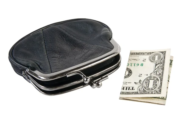 Purse with money isolated on white — Stock Photo, Image