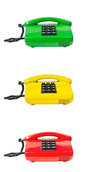 Trei telefoane izolate pe alb — Fotografie, imagine de stoc
