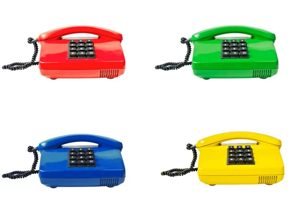 Empat telepon diisolasi pada putih — Stok Foto