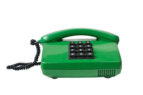 Yeşil telefon üzerinde beyaz izole — Stok fotoğraf