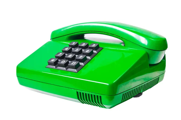 Green phone isolated on white — Stock Photo, Image