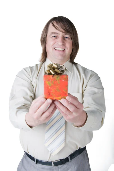 Man and gift — Stock Photo, Image