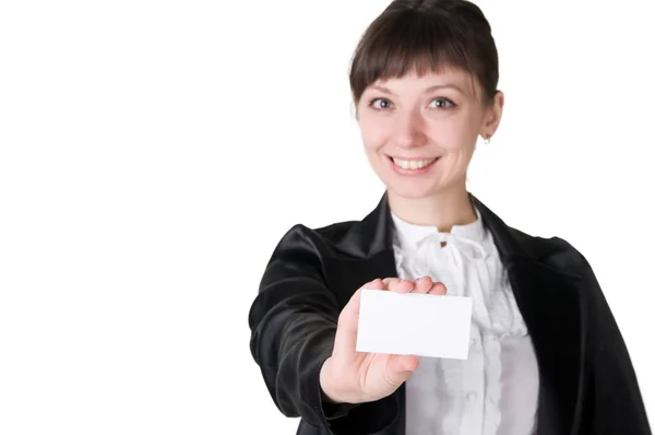 Girl with card — Stock Photo, Image