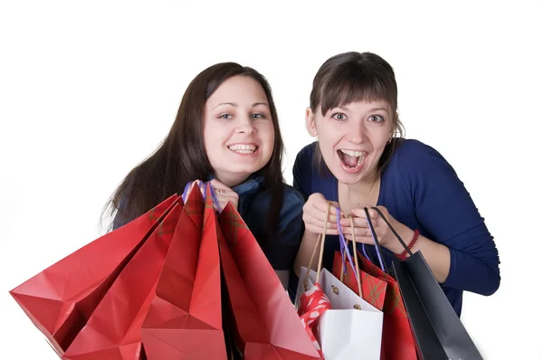 Zwei Mädchen mit Taschen — Stockfoto