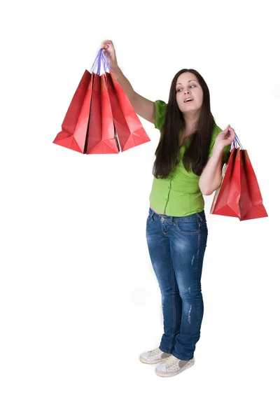 Girl with bags — Stock Photo, Image