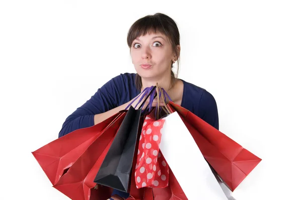 Girl with bags — Stock Photo, Image