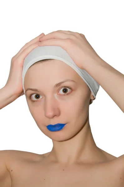 Girl with blue lips — Stock Photo, Image