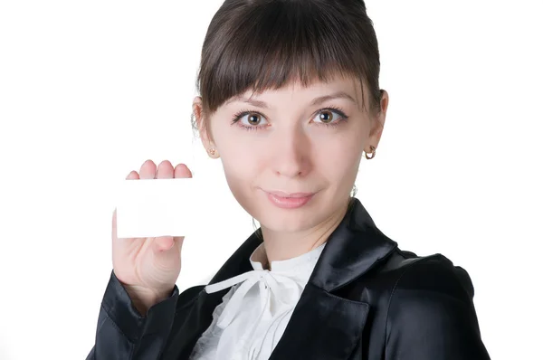 Girl with card — Stock Photo, Image