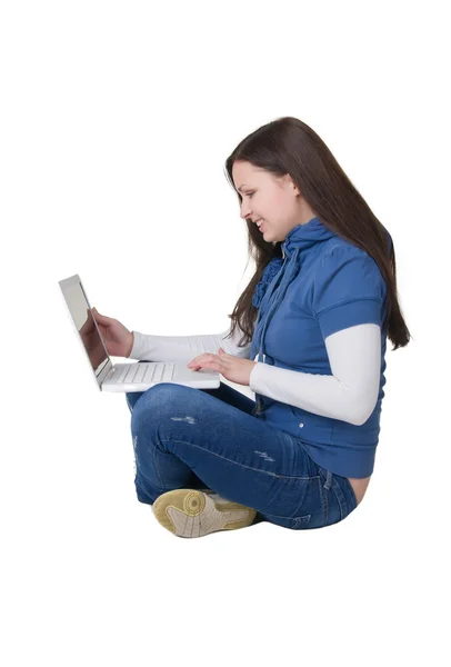 Ragazza con computer — Foto Stock