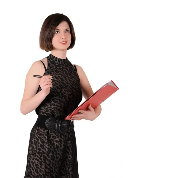Girl with a folder — Stock Photo, Image