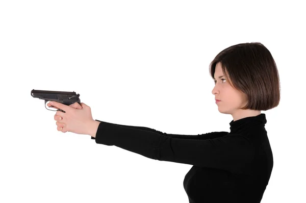 Woman with gun — Stock Photo, Image