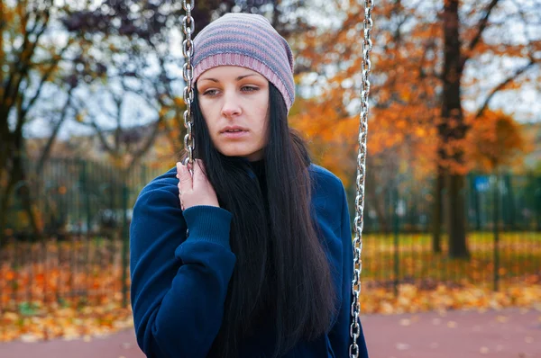 Girl on a swing — Stock Photo, Image