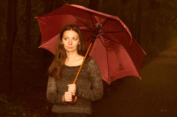 Girl with an umbrella — Stock Photo, Image
