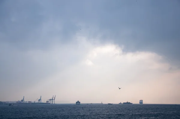 Ships silhouettes — Stock Photo, Image