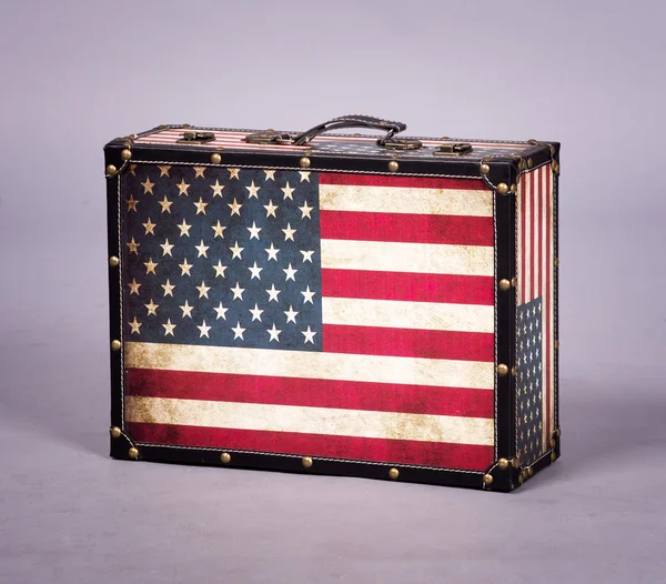 American flag retro suitcase — Stock Photo, Image