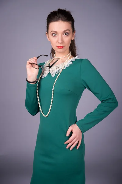 Stylish woman with pearls — Stock Photo, Image