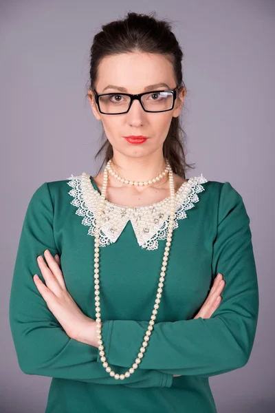 Stylish woman with pearls — Stock Photo, Image