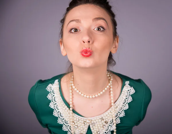 Stylish woman with pearls — Stock Photo, Image