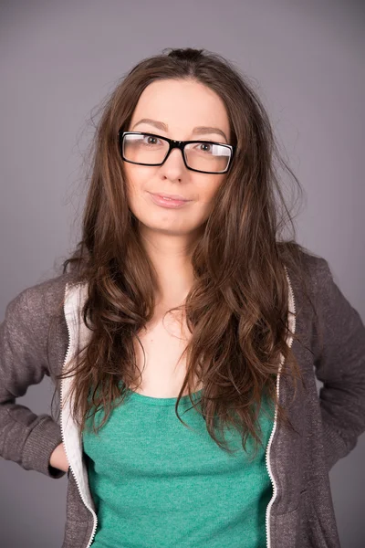 Krásná dívka v brýlích — Stock fotografie