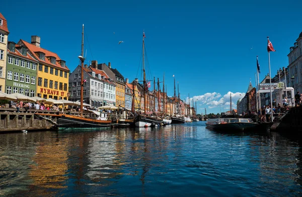 Dinamarca Copenhague Jule 2018 Nyhavn Una Las Zonas Más Famosas — Foto de Stock