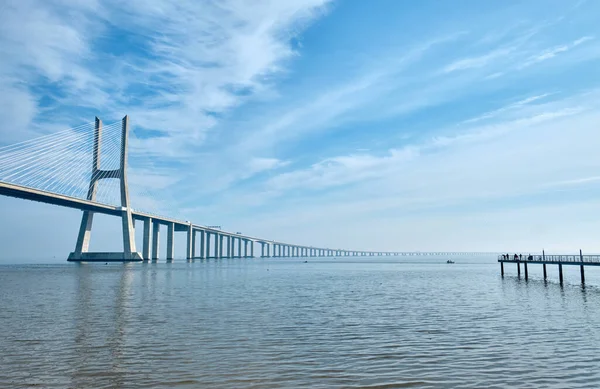 Vasco Gama Bridge Cable Stayed Bridge Tagus River Lisbon Portugal — Stock Photo, Image