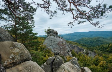Dovbush harika. Ukrayna 'nın Karpat Dağları' ndaki dağ manzarası.