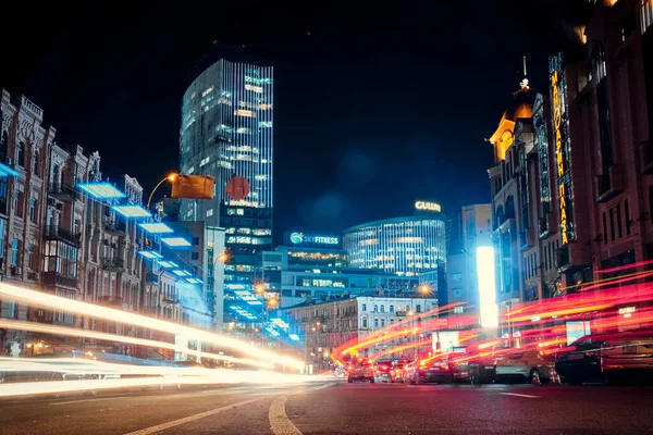 Kyiv Ukraine November 2021 Office Buildings Road City Center Night — Stockfoto