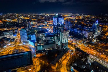 Cityscape shot from a drone. View of the city center. Kyiv, Ukraine.