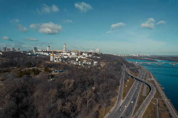 View Kyiv Pechersk Lavra Highway Dnieper River Ukraine — Fotografia de Stock