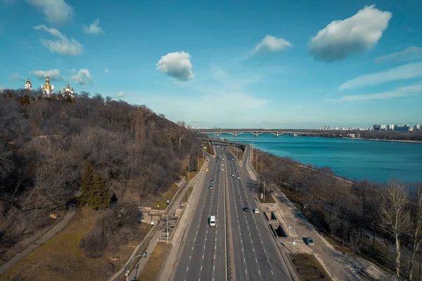 Highways Banks Dnieper River Kyiv Ukraine — Stockfoto